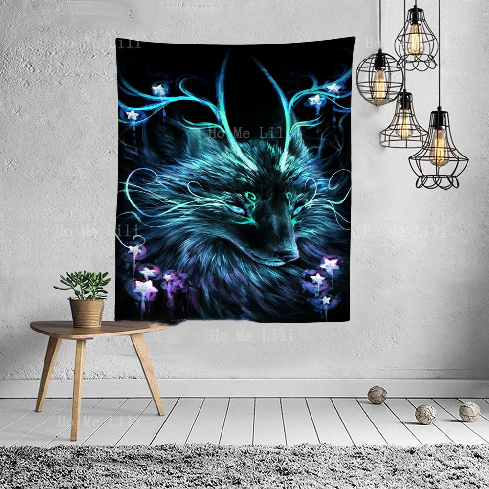 Фигурный персонаж концепция дизайна искусство черный синий олень пушистый волк