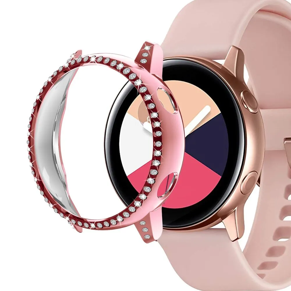 Блестящий чехол для samsung galaxy watch Active cover Diamond TUP Защитная пленка для экрана бампер Защита от падения, аксессуары - Цвет: Pink