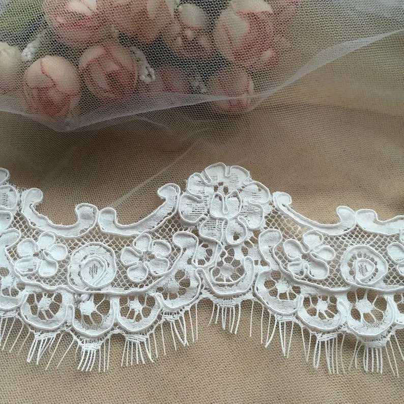 1.5yrd кружевная отделка вышивка окантовка лента шитье на свадебном платье фата