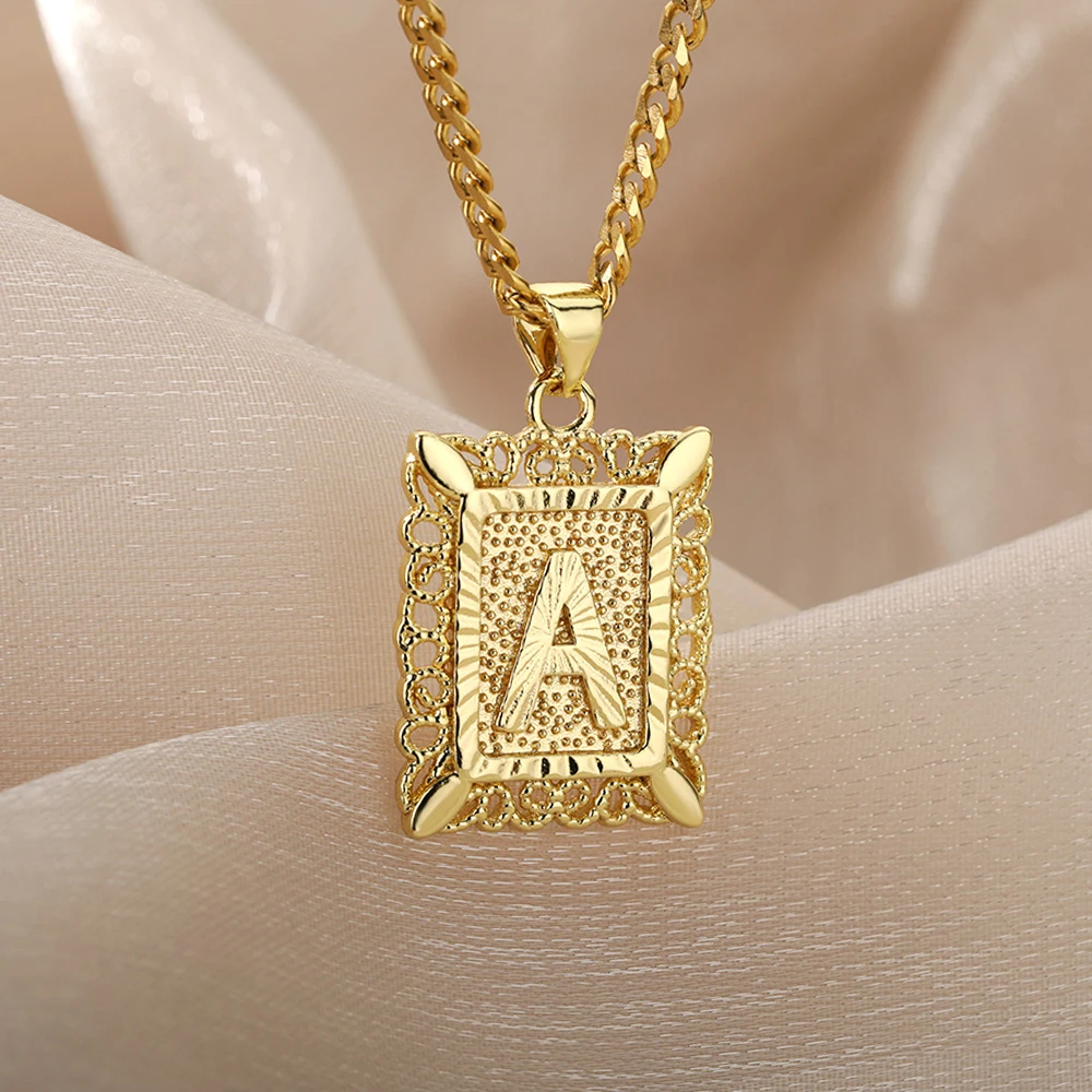 

Goth Initial Letter A-Z Necklace for Women Gold Square Coin Letter Pendant Choker Chain Necklace Women Jewelry Gift On-Sale
