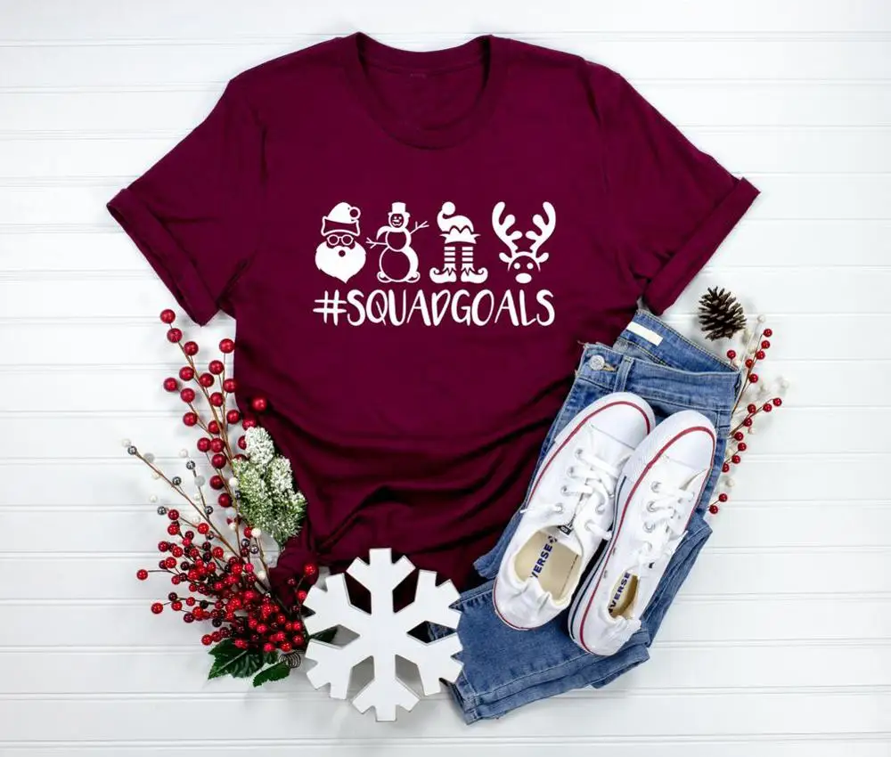 

Рождественская эскадрия, футболка, Счастливого Рождества, праздничный подарок, женская модная повседневная хипстерская футболка из чистог...