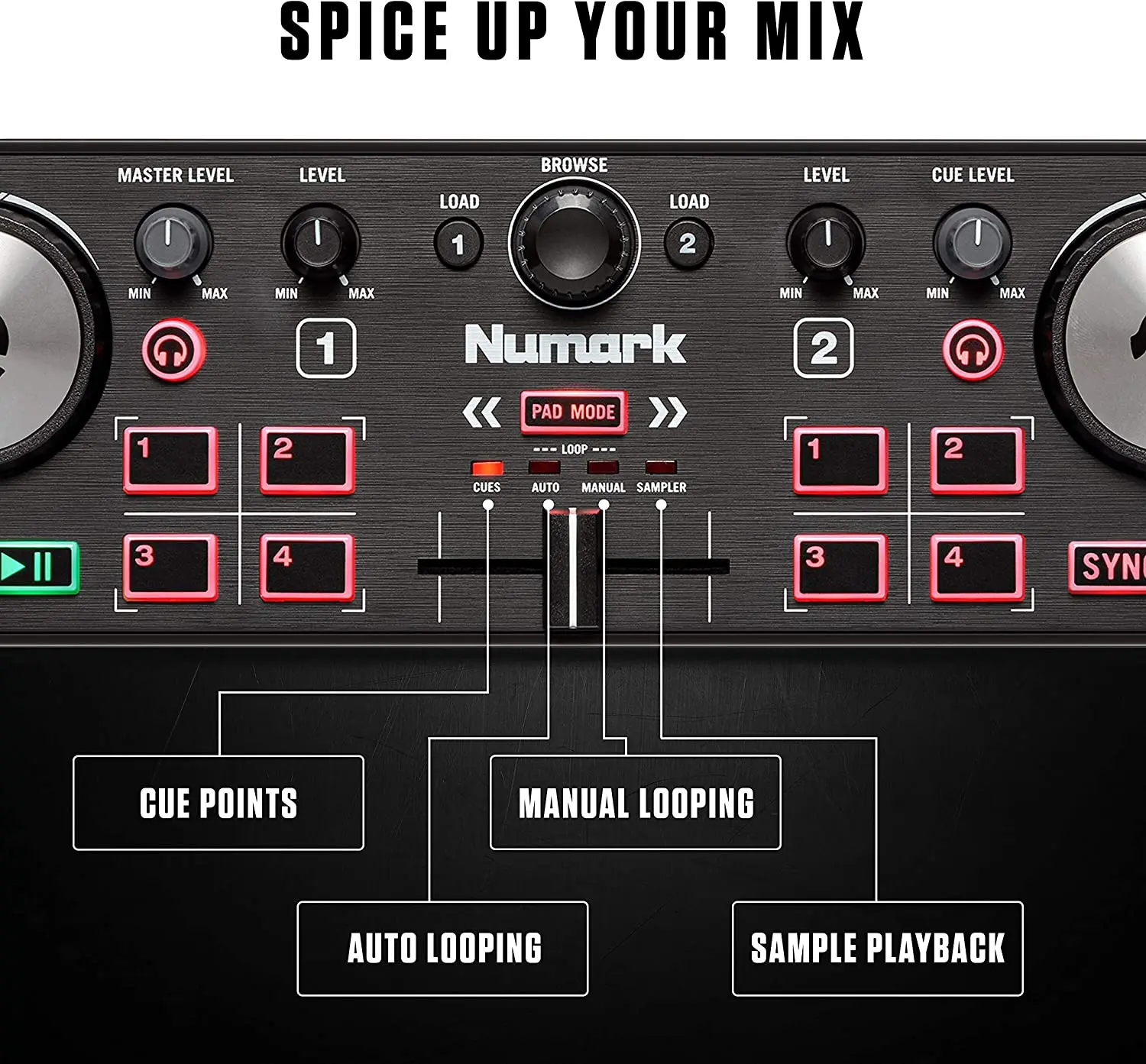 Numark DJ2GO2 Touch Compact 2 Deck USB DJ контроллер для Serato с микшером/перекрестником