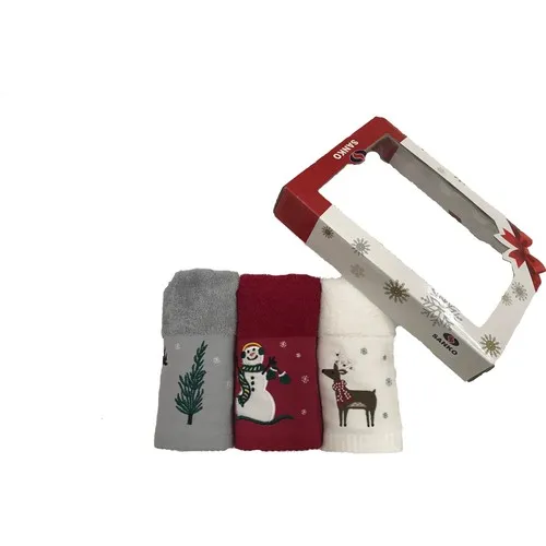 

Fun Colorful Gift Cotton Deer Snowman Pine Tree Patterned New Year's Towel Set - 3 PCS