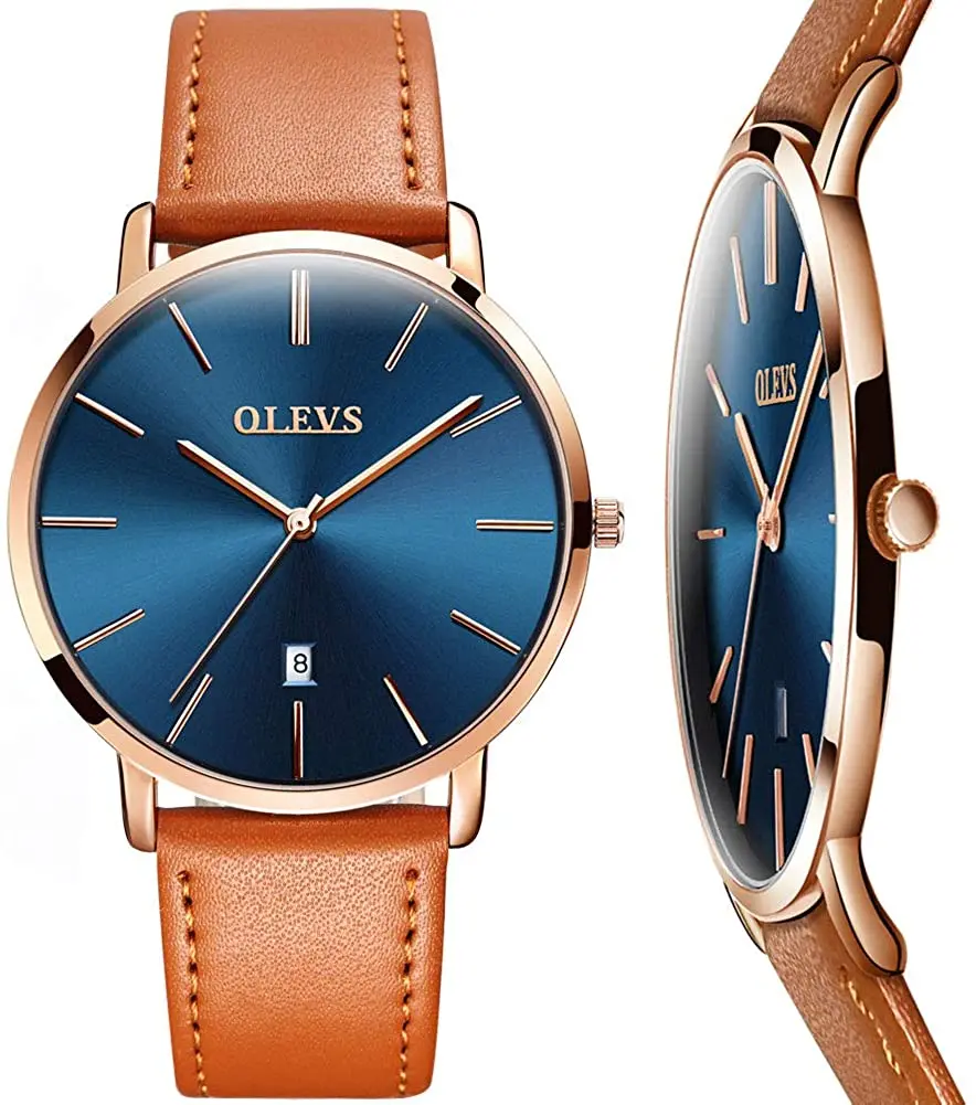 

Mens Thin Watches,Simple Brown