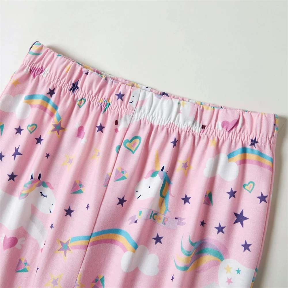 

PatPat 2-piece Kid Girl Pajamas Set Unicorn Letter Print Long-sleeve Top and Rainbow Star Print Elasticized Pants Sleepwear Set