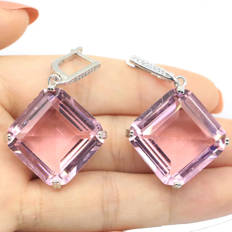 45x29 мм квадратные большие драгоценные камни принцессы 23 г розовые кунцит Женские