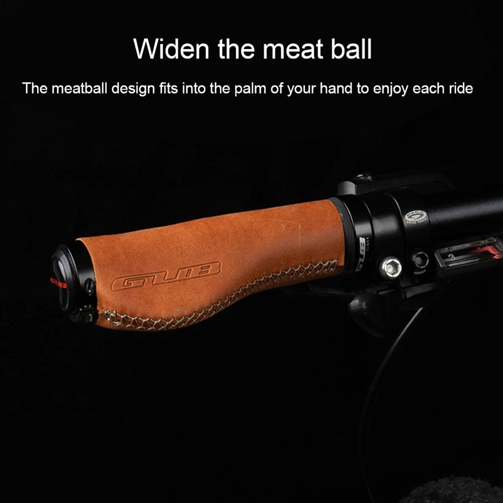 

GUB Cattle Leather City Fold Mountain Bike Scooter MTB Bicycle Handlebar Cowhide Cover Handle Grips Bar End Aluminum Lock 1 pair