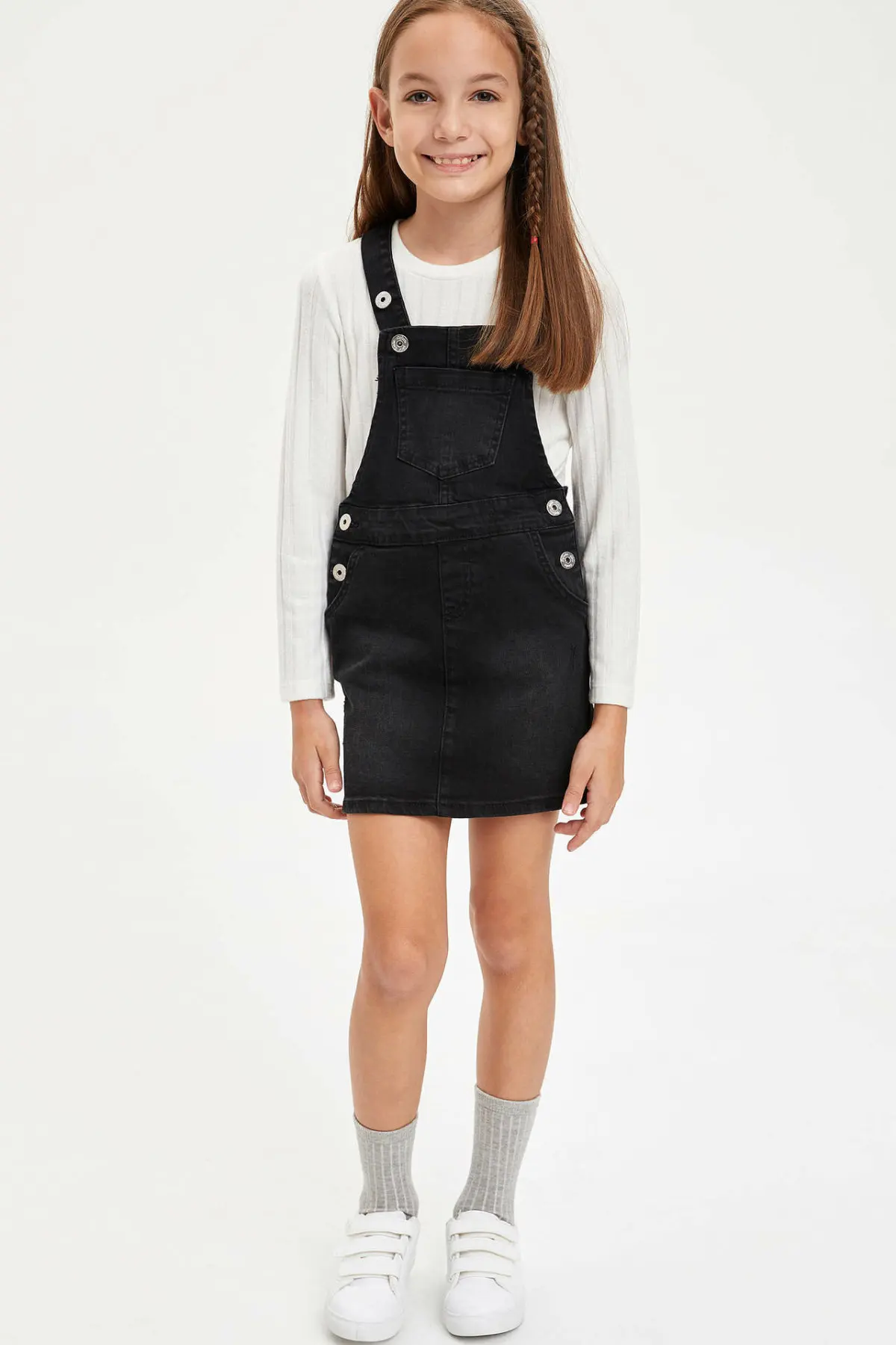 DeFacto простой костюм для девочек джинсовое платье Детское модное однотонное на