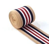 1 5 inch high elastic striped webbing elastic band used for clothing design striped elastic band redkhakiwhitenavy blue
