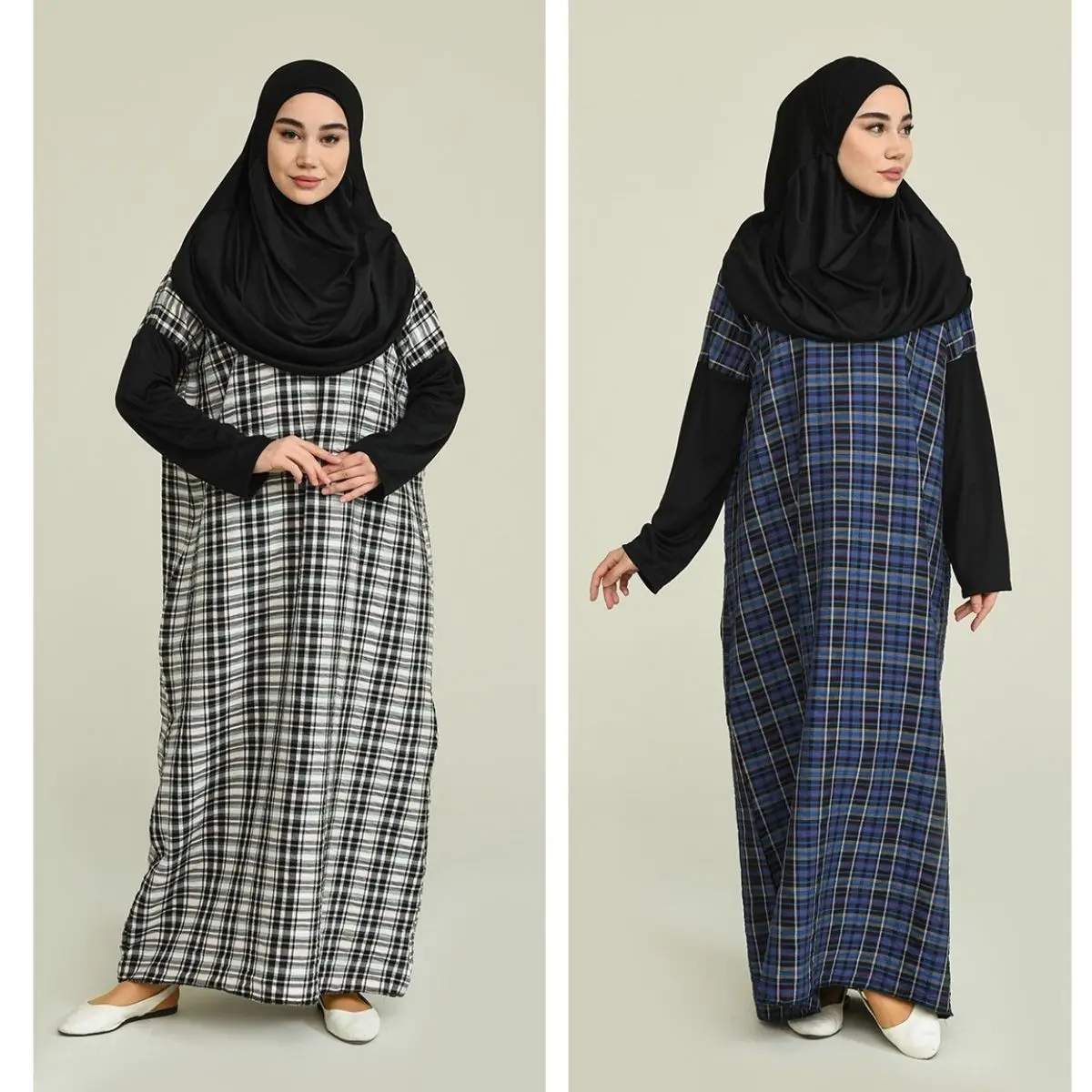 

Ramadan Patterned Belted Viscose Dress O-Neck Long Sleeve Zippered Seasonal Muslim Fashion Women Hijab Clothing Islamic Turkey