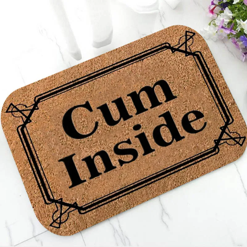

Funny Cum Inside Bathroom Kitchen Mat Rug Carpet Joke Welcome Door Mat for Front Door Hallway Non Slip Washable Home Decor Gift