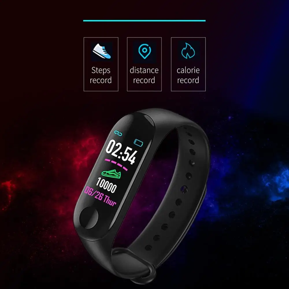M3Plus Smart Heart Rate Monitor Wristband Pedometer Call Reminder Message Push Neutral Silicone Waterproof Sleep Monitoring | Красота и