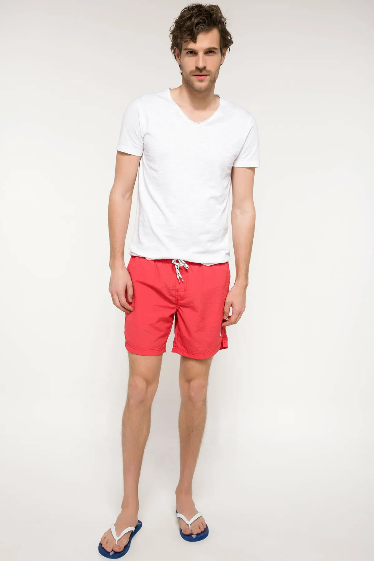 DeFacto мужские летние повседневные шорты красного цвета свободные на шнуровке