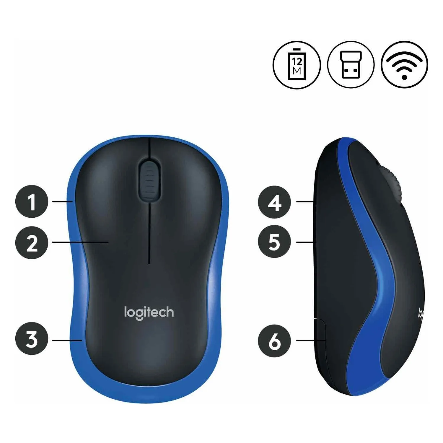 Logitech M185 Wireless Mouse  -  Blue ( Laptop Notebook Computer  TV )