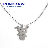 rundraw fashion women men rabbit animal pendant necklace beaded chain zinc alloy necklaces for female party gift jewelry