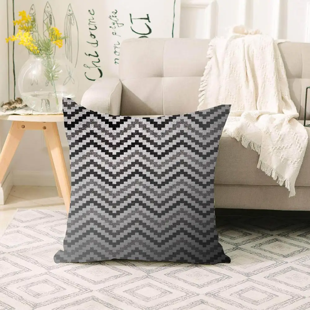 

Else Black White Geometric Verev Lines Scandinavian 3d Print Sofa large pillow case Floor cushion covers Hidden Zipper 70x70cm
