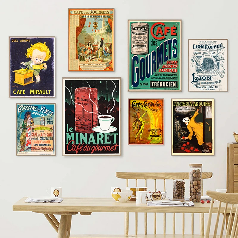Винтажные рекламные плакаты и принты кофе в викторианском стиле украшение для