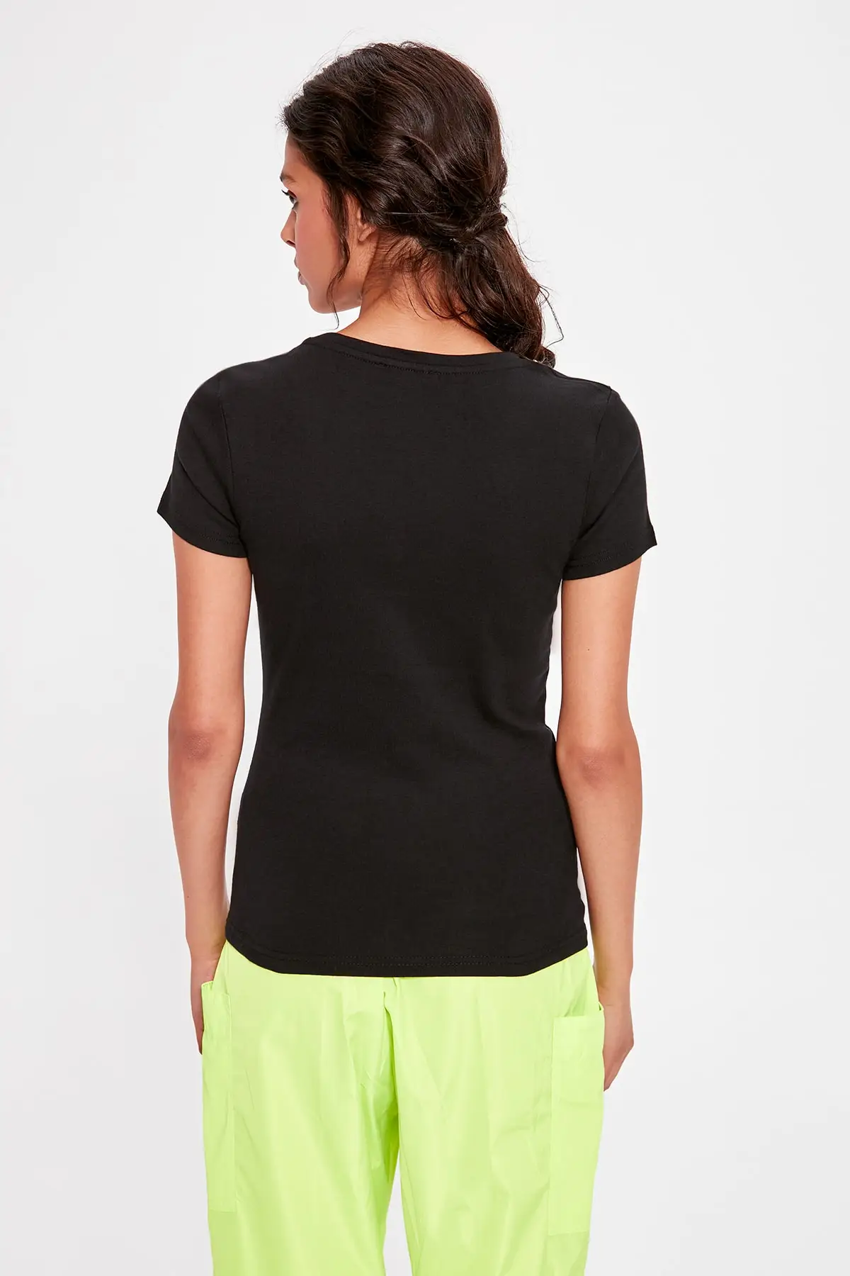 Черная трикотажная футболка с воротником для бассейна | Женская одежда