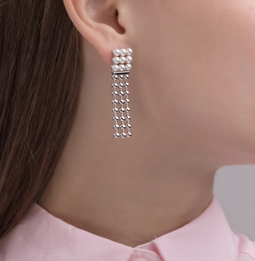 Серебряные серьги с жемчугом SUNLIGHT проба 925 | Украшения и аксессуары