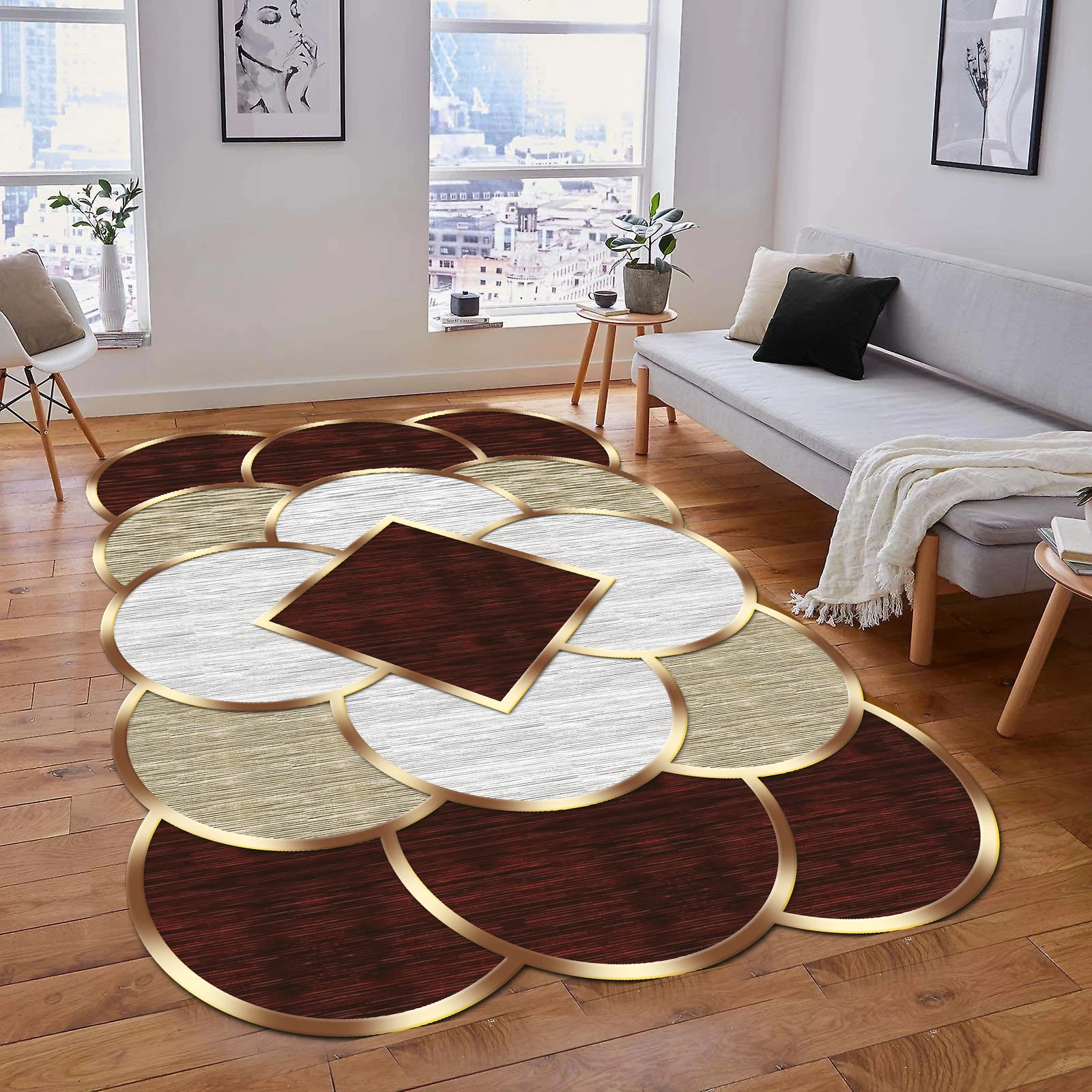 

Living room Rug Laser-Cut Carpet Washable Artificial Leather Anti-Slip Soles With Special Pattern Multicolour Trend Model Decorative Rug Runner
