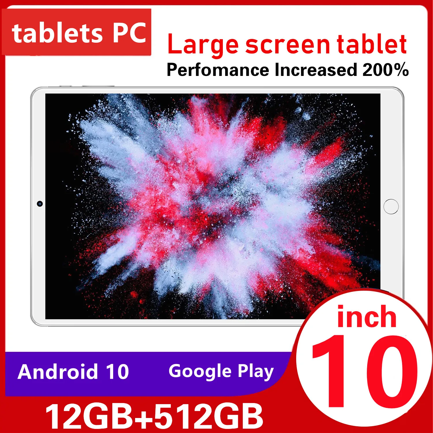 

10.1-inch Android 10 Tablet PC, 8GB RAM, 256GB ROM, 10 Cores, 2560x1600, 4G Network, Wifi, Dual Speaker, Phone