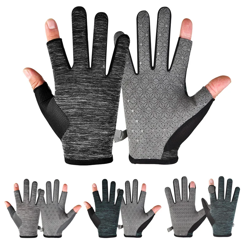

Summer Fingerless Ice Silk Gloves Non-Slip Anti UV Breathable Mesh Glove for Car Bike Motorcycle Driving Fishing Thin Mitten