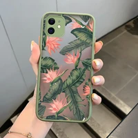 palm tree leaves plant flower phone case for iphone 11 12 13 mini pro max 8 7 plus x xr xs max matte silicone back cover