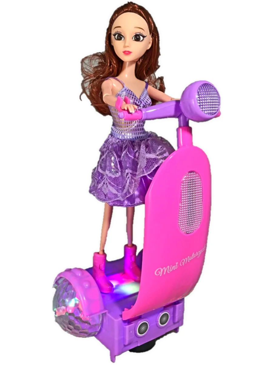 Набор детская кукла принцесса на электросамокате для девочек Mini Motorcycle со светом