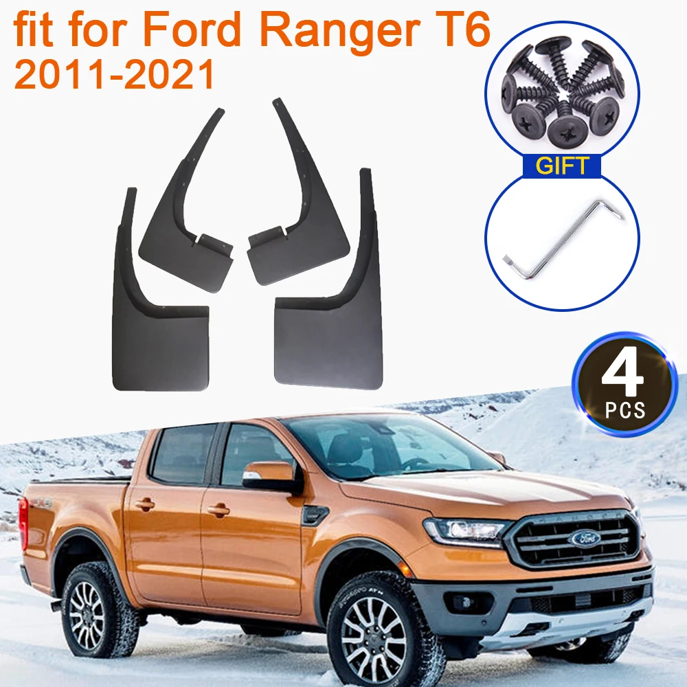 

for Ford Ranger T6 2011~2021 Mudguards Fender Flare Mud Flaps Guard Splash Fenders Front Rear Wheels Car Stying 4Pcs Accessories