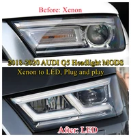 pair headlights car headlight modification from xenon to led plug and play for 2018 2019 2020 au di q5 modified cars coding done