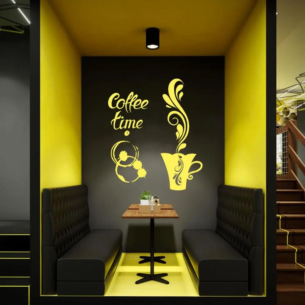 

Художественный дизайн кофе-время Настенная Наклейка Виниловая наклейка для кафе Кофейни настенное украшение A001471