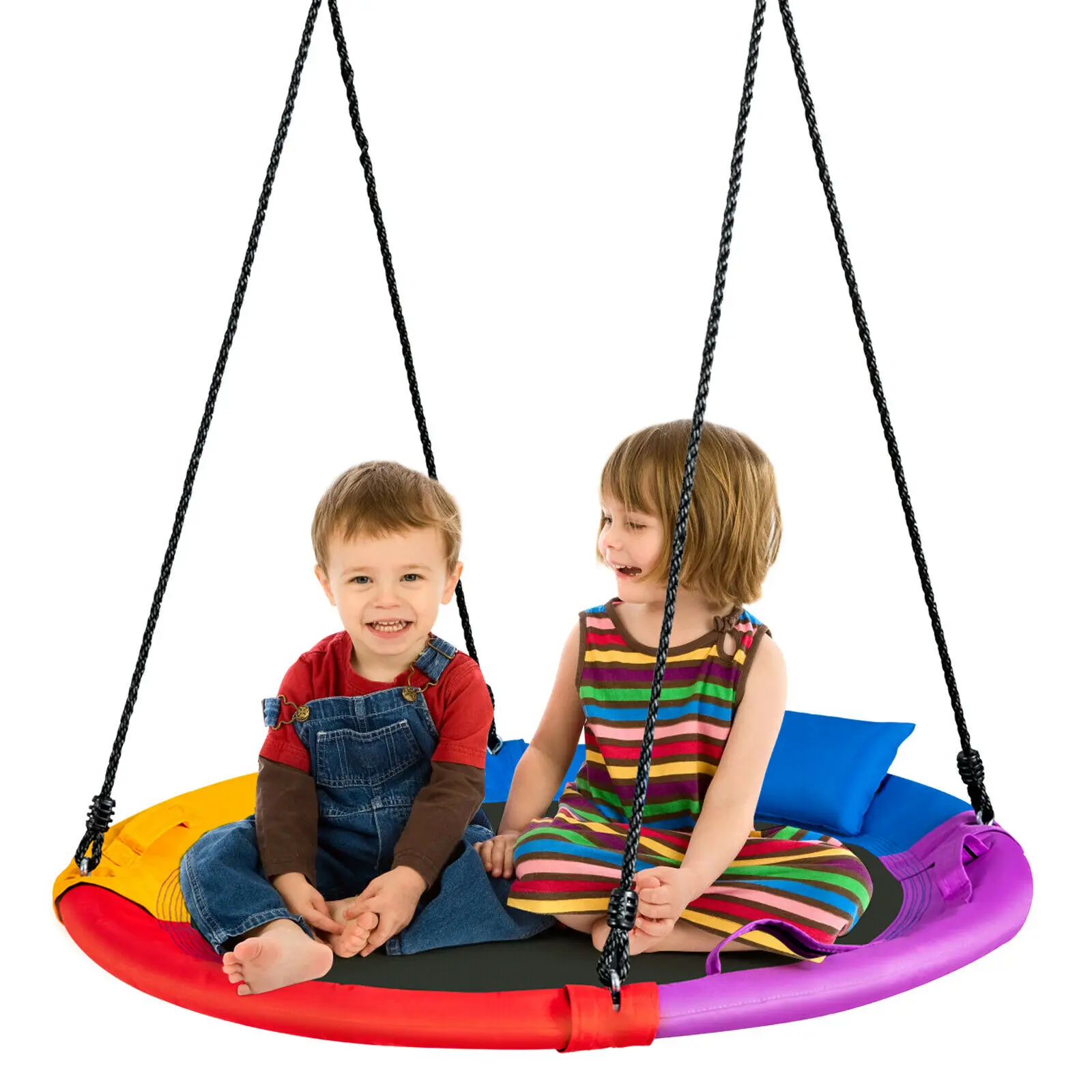 

Babyjoy 40” Saucer Tree Swing Outdoor Round Platform Swing w/ Pillow & Handle NP10048CL