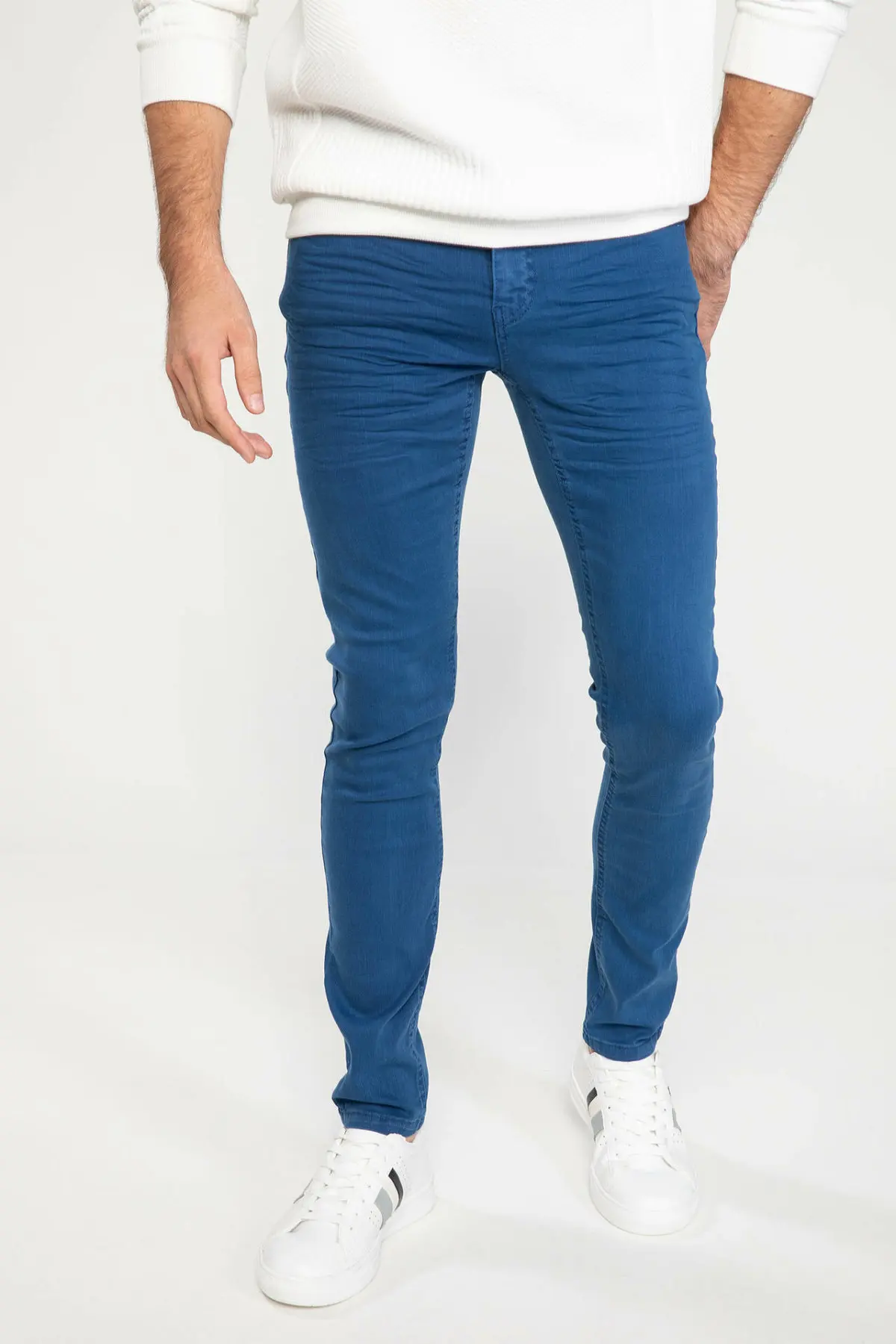 DeFacto модные джинсовые брюки для мужчин эластичные синие мужские повседневные