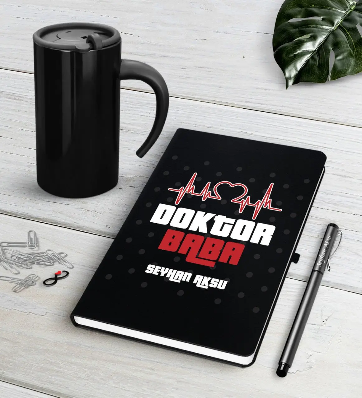 

Персонализированные доктор отец черная ручка для записной книжки термос кружка Seti-2