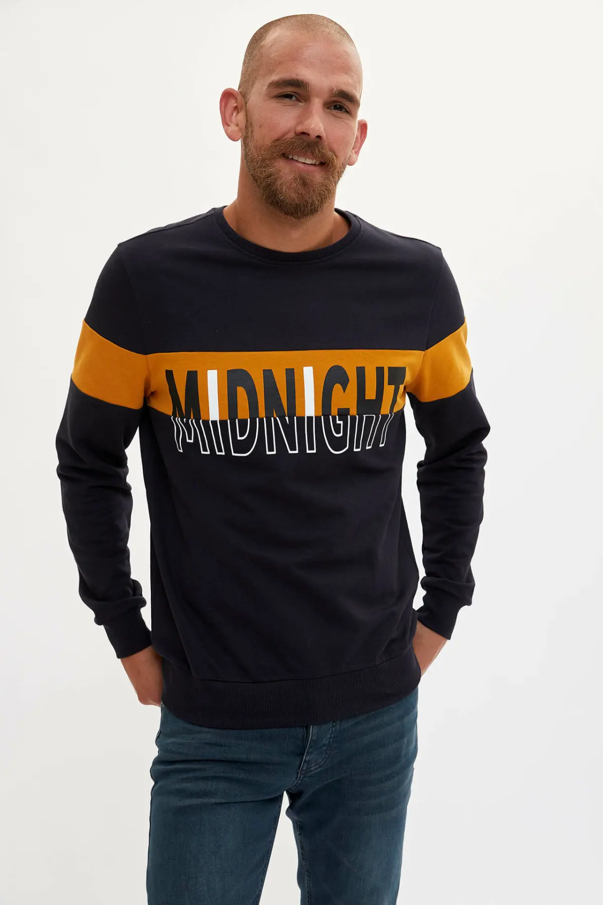 DeFacto мужские Модные полосатые хлопковые топы с круглым вырезом и буквенным