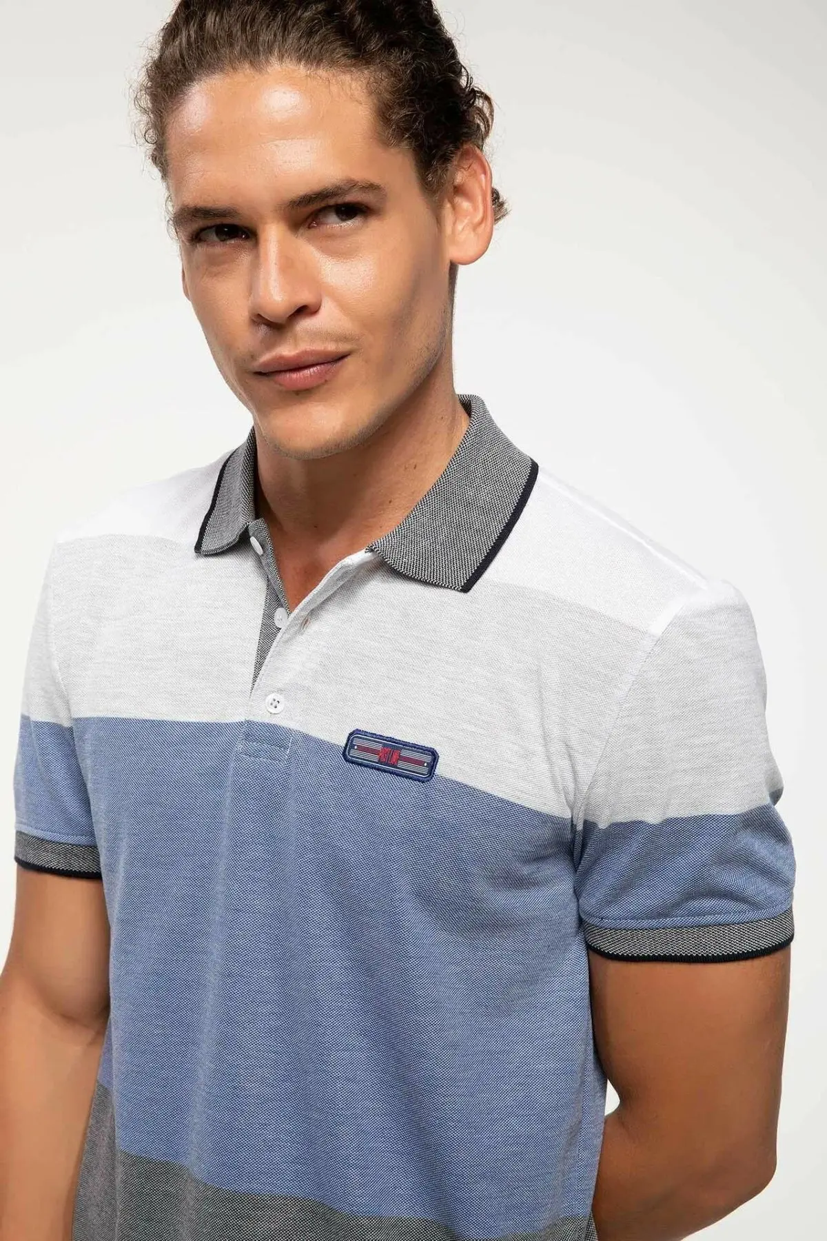 DeFacto Мужская рубашка поло мужская полосатая летняя с коротким рукавом