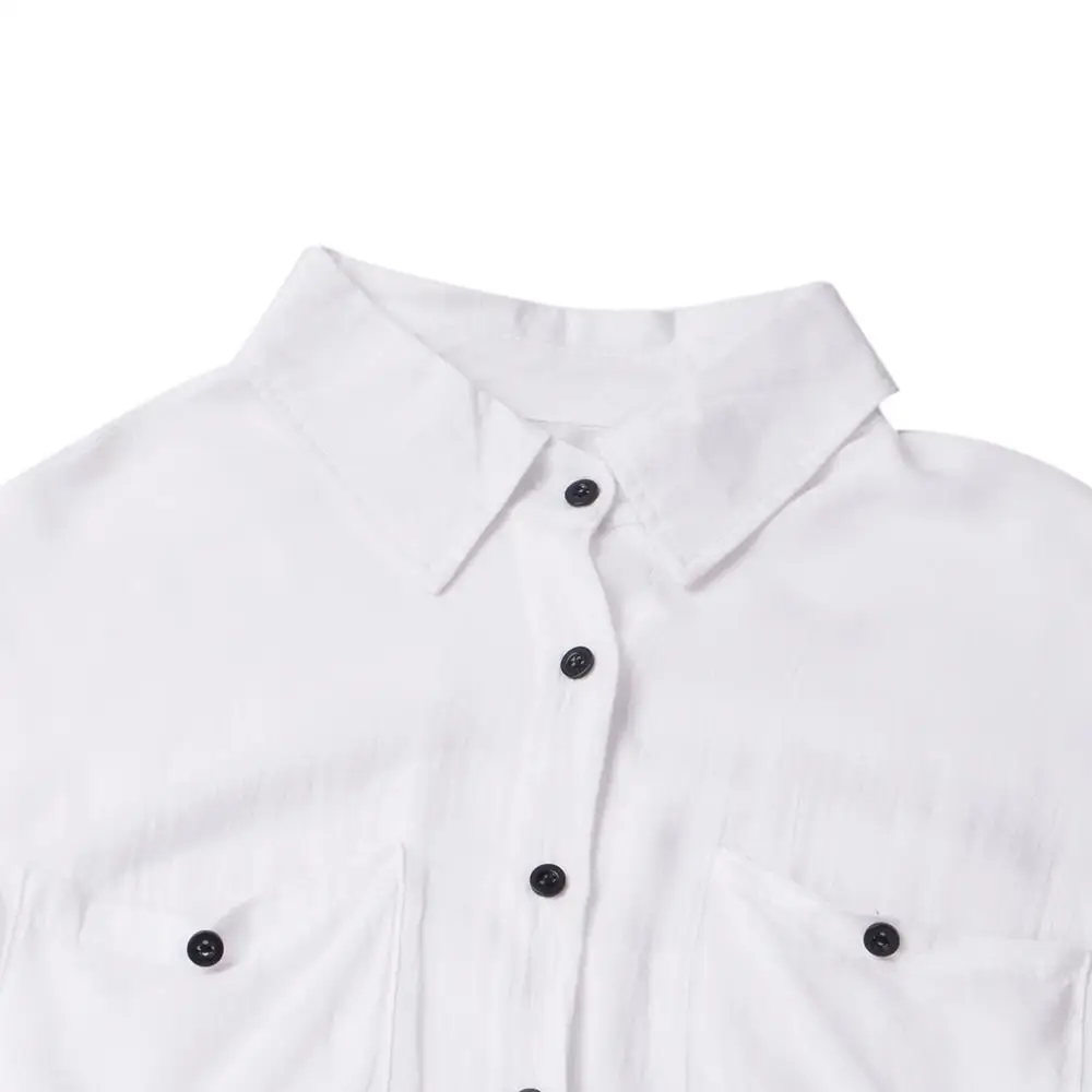 Модные летние женские свободные мини-рубашки платье на пуговицах Длинная блузка