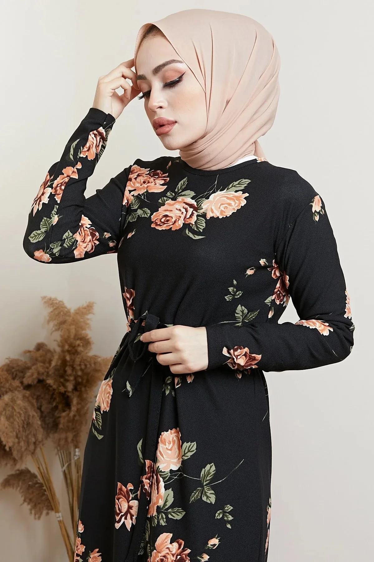 Женское черное платье-хиджаб с цветочным принтом, мусульманское модное платье-хиджаб, мусульманская одежда, Дубай 2021