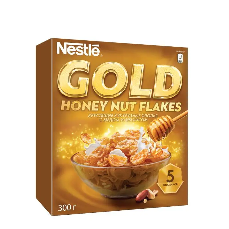Хлопья кукурузные с медом и арахисом обогащенные витаминами NESTLÉ GOLD Honey Nut Flakes 300 г