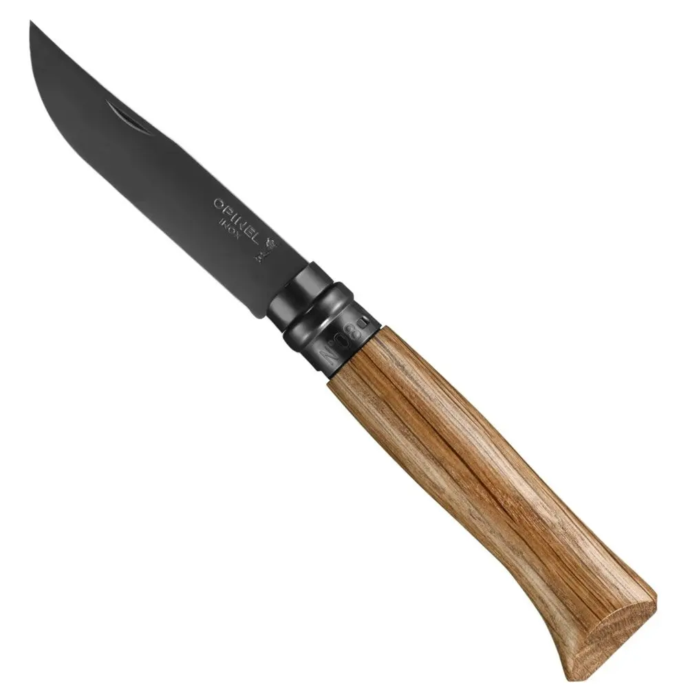 Opinel Inox No 8  Black Edition Stainless Steel Oak Handle Sharp and Stylish Folding Pocket Knife Camping Hiking Outdoor Hunting