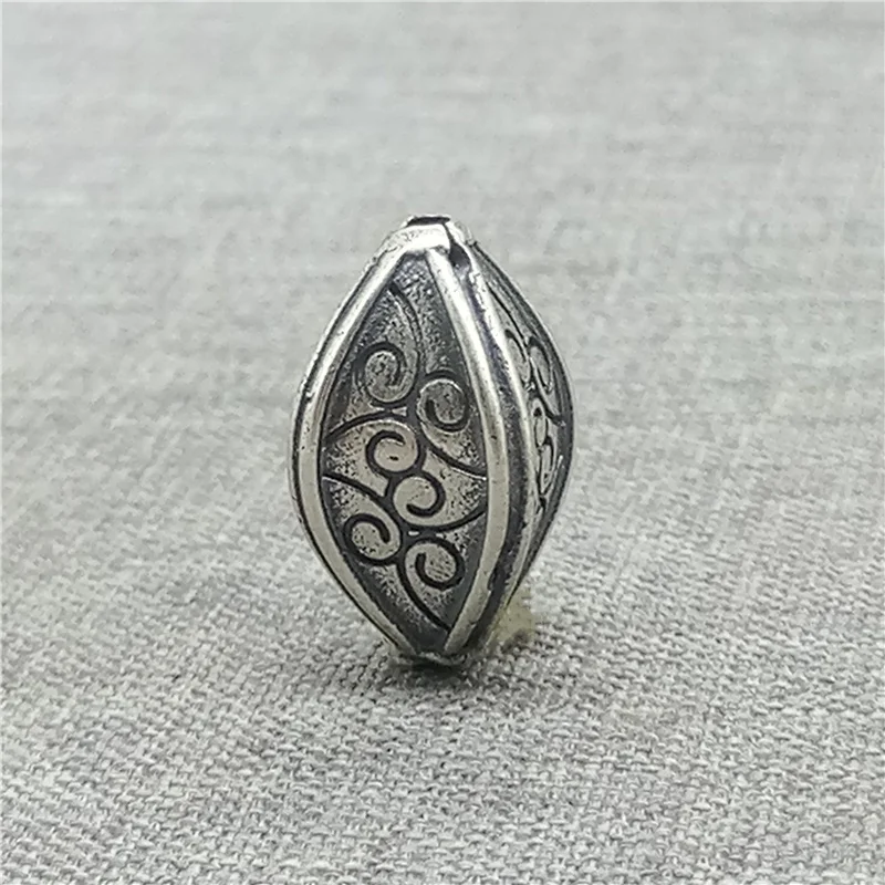 1 piece 925 Sterling Silver Olive Bead with Spiral Vine Pattern for Bracelet Necklace