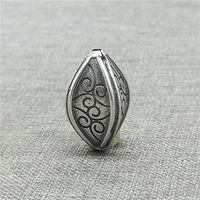 1 piece 925 sterling silver olive bead with spiral vine pattern for bracelet necklace
