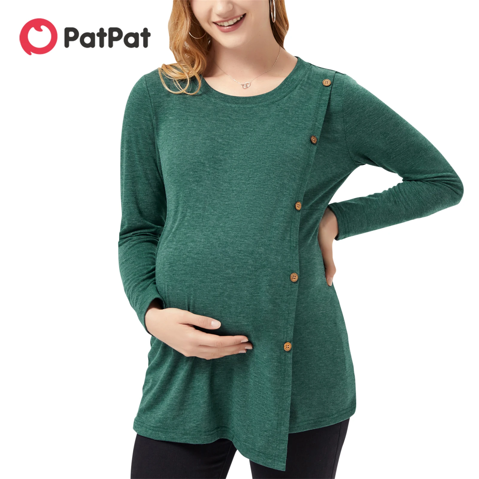 

PatPat Nursing Side Button Decor Long-sleeve Tee