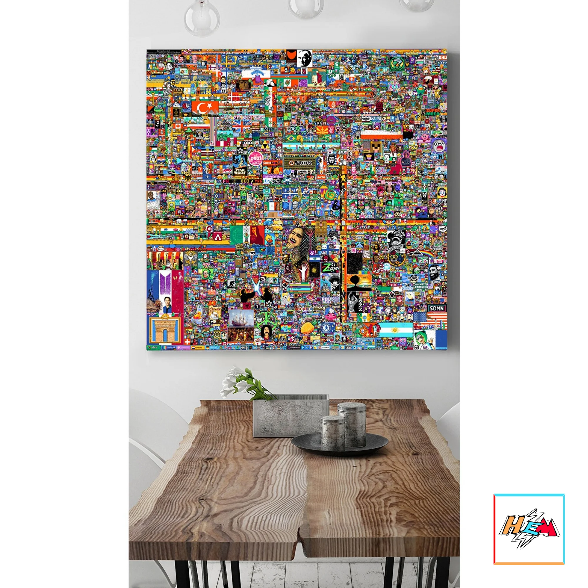 

R Place 2022 Poster Sticker Pixel Art New r/place Latest Version Printed Design Home Decor Background Wall Poster