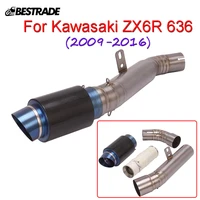motorcycle exhaust system for kawasaki ninja zx6r 636 2009 2017 deleted catalyst muffler pipe mid link tube titanium alloy slip
