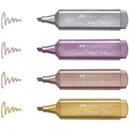 

4 шт. Faber Castell металлический глянцевый текстильный лайнер, оригинальный хайлайтер, 4 цвета в комплекте, глянцевый маркер для письма, художеств...
