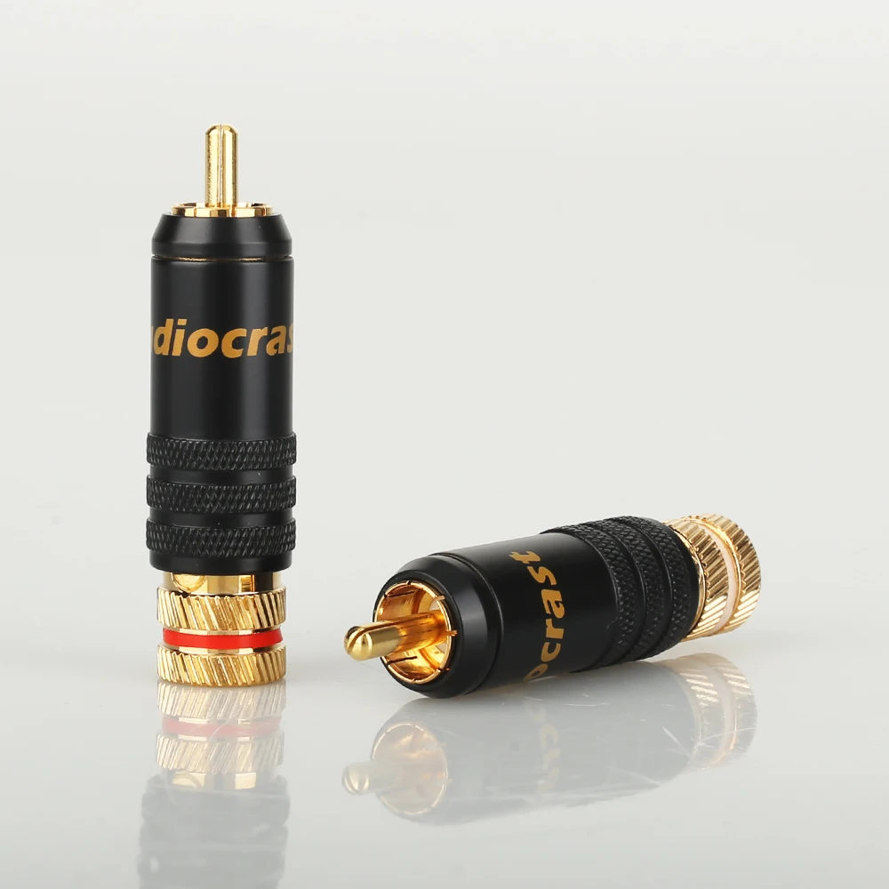 

High Quality R008 signal line plug RCA plug connector adapter RCA lotus head copper gold plated plug RCA connectors