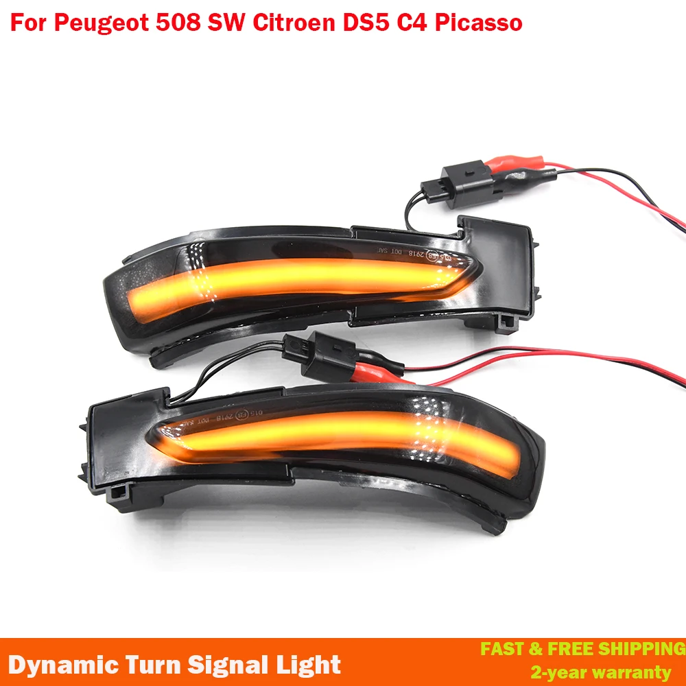 

LED Dynamic Turn Signal Light For Peugeot 508 SW Flashing Indicator Sequential Blinker Lamp For Citroen DS5 C4 Grand Picasso II