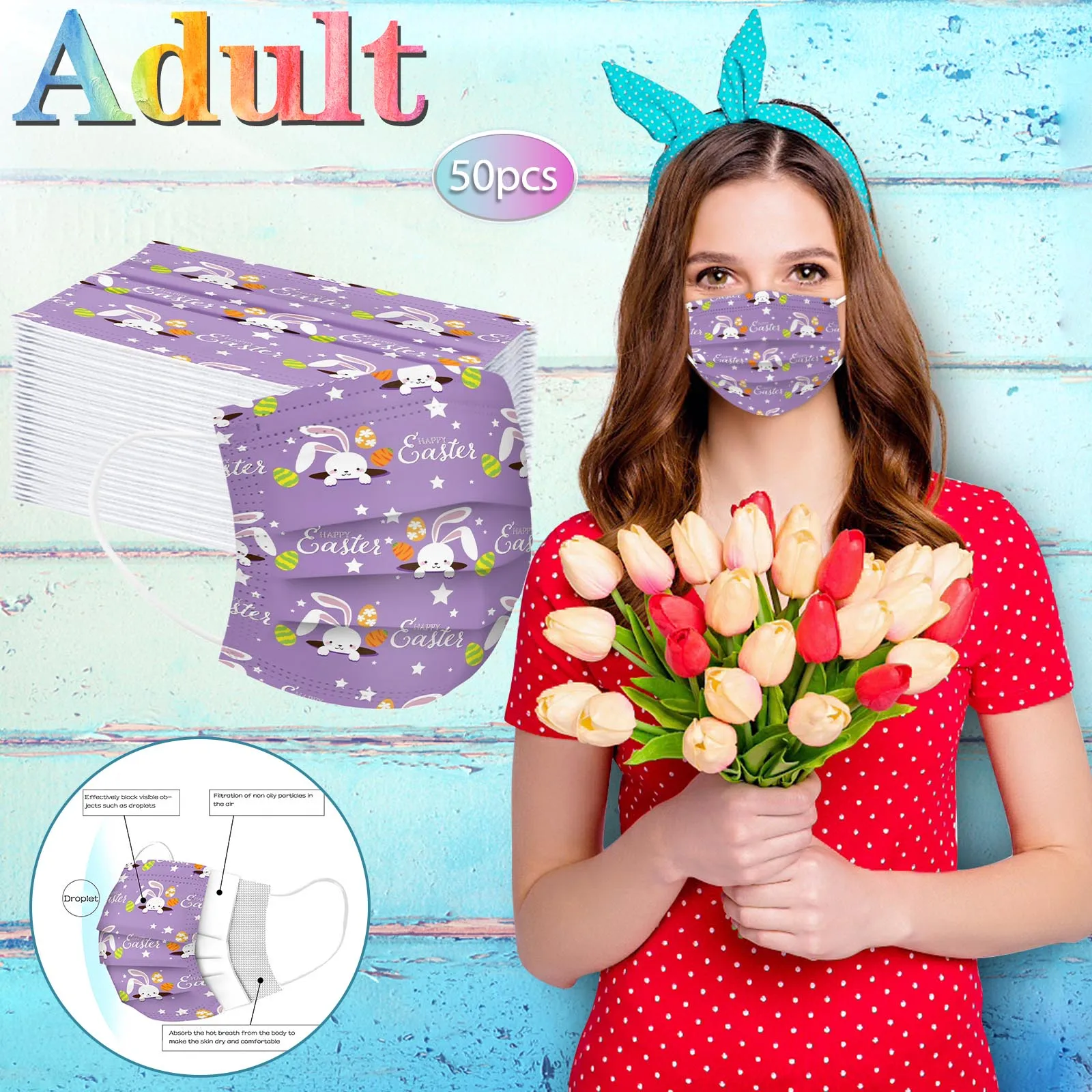 Маска для взрослых на Пасху 10 шт. одноразовая улицы высокое качество дышащая 3