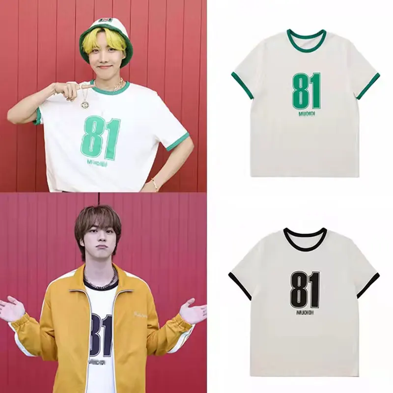 

Bangtan Boys J-HOPE JIN Butter MV The Same Short-sleeved T-shirt Unisex Letter Print Shirt Summer Loose Cotton Casual Bumped Tee